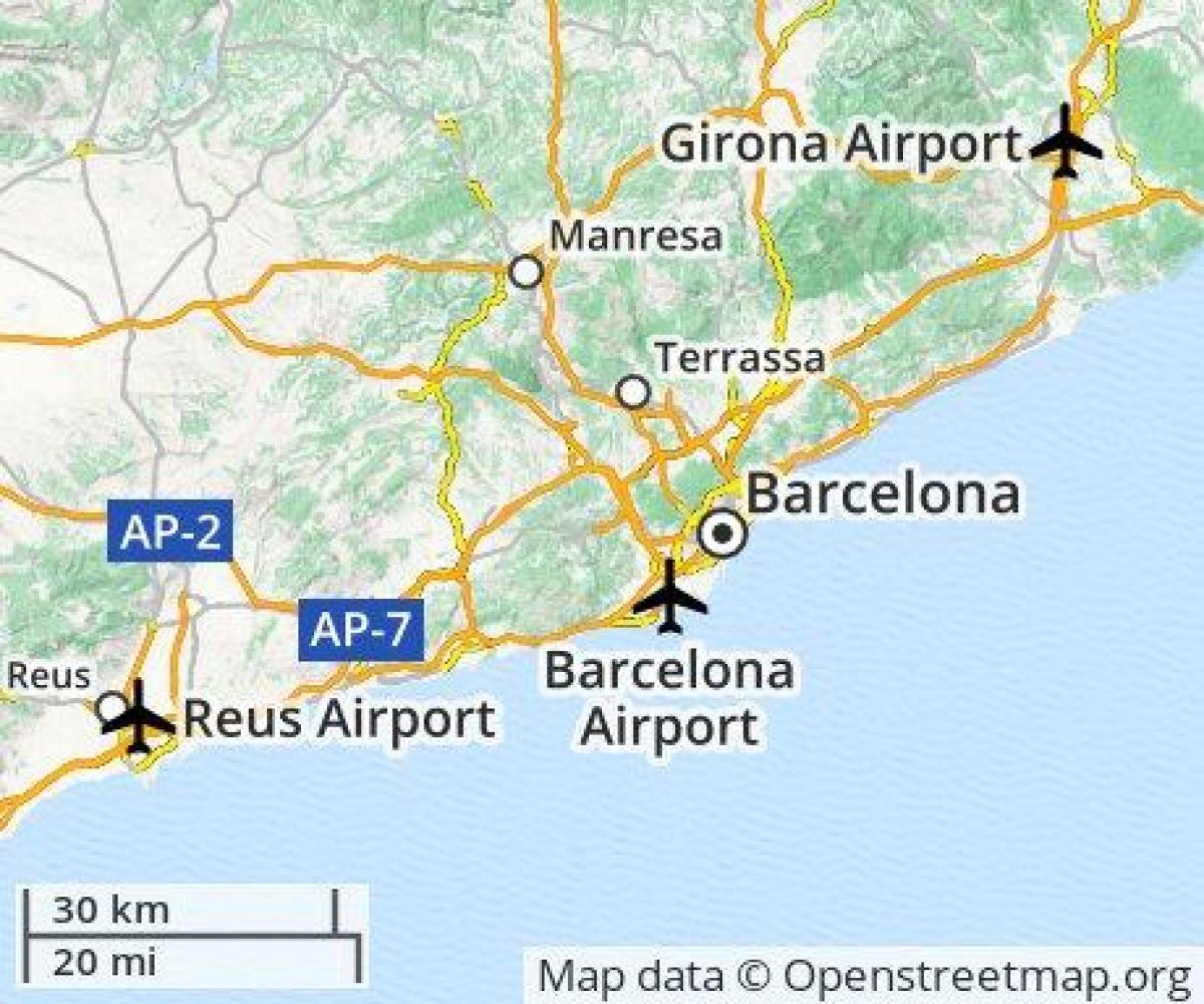 l'aeroporto di barcellona mappa di localizzazione