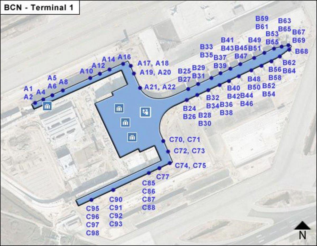 bcn aeroporto terminal 1 mappa
