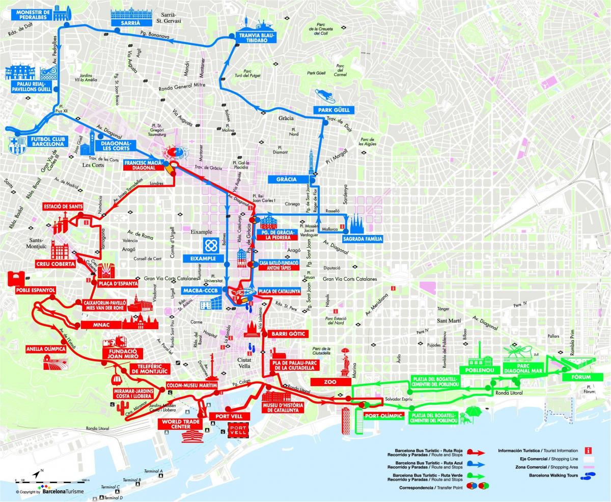 barcelona city tour bus mappa
