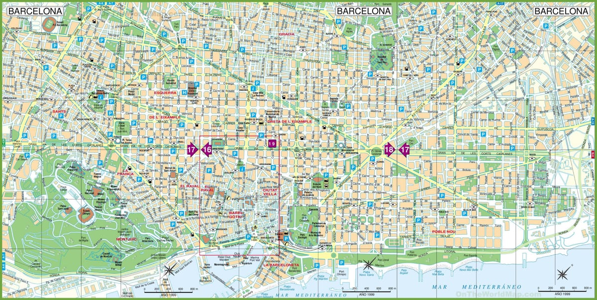 la città di barcellona mappa turistica