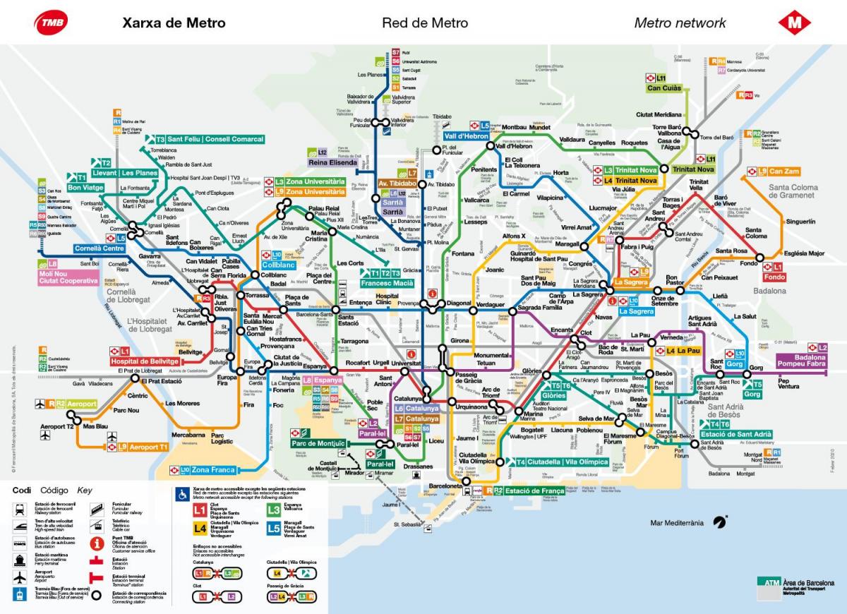 mappa linea della metropolitana di barcellona