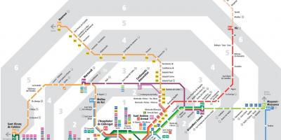 Mappa della metropolitana di barcellona, con zone